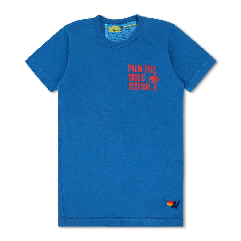 Retro PALM TREE FEST NAPA 2025 CREW TEE SHIRT - ADVENTURE BLUE