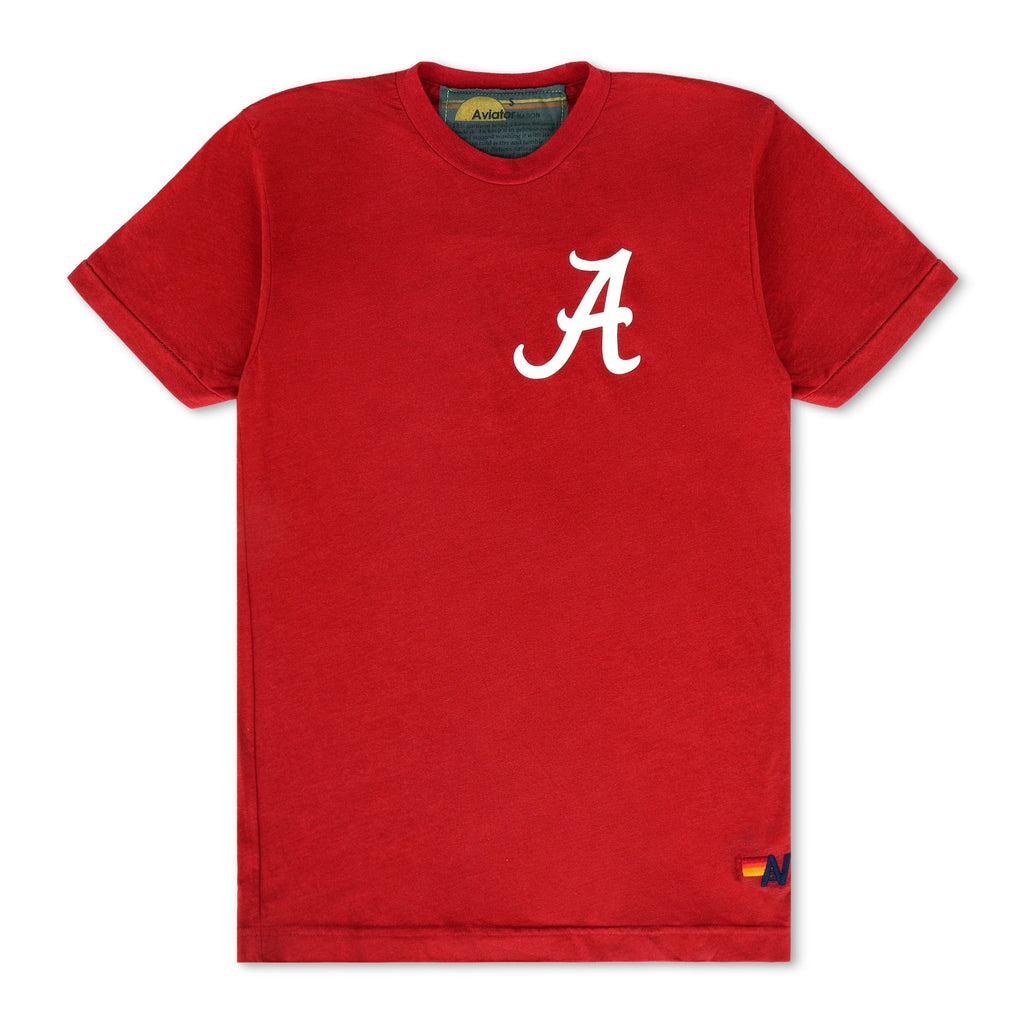 Retro UNIVERSITY OF ALABAMA BOLT CREW TEE SHIRT - CRIMSON