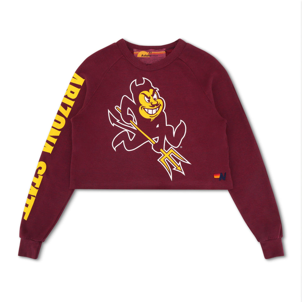 Retro ASU BOLT CROPPED CREW SWEATSHIRT - MAROON