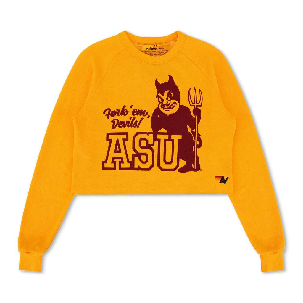 Retro ASU VINTAGE DEVIL CROPPED CREW SWEATSHIRT - GOLD