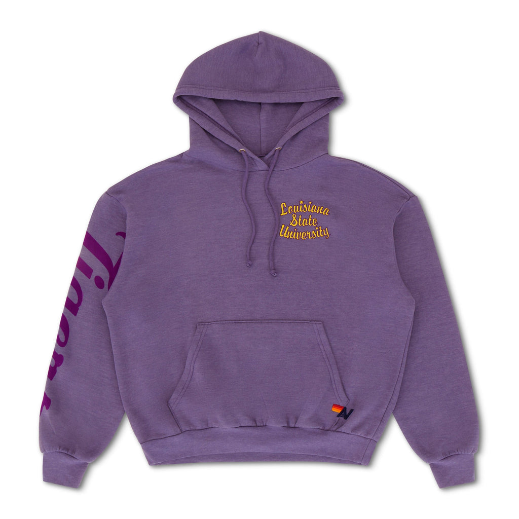 Retro LSU TIGER RELAXED PULLOVER HOODIE - GRAPE