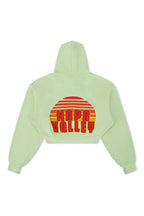 Retro PALM TREE FEST NAPA 2025 CROPPED ZIP HOODIE RELAXED - LIME CREAM