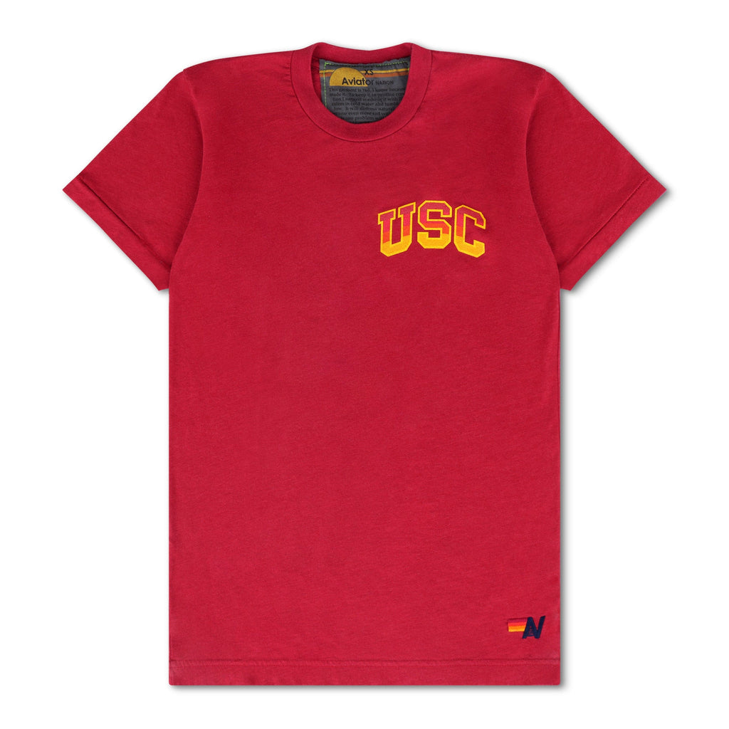 Retro UNIVERSITY OF SOUTHERN CALIFORNIA BOLT CREW TEE SHIRT - CARDINAL