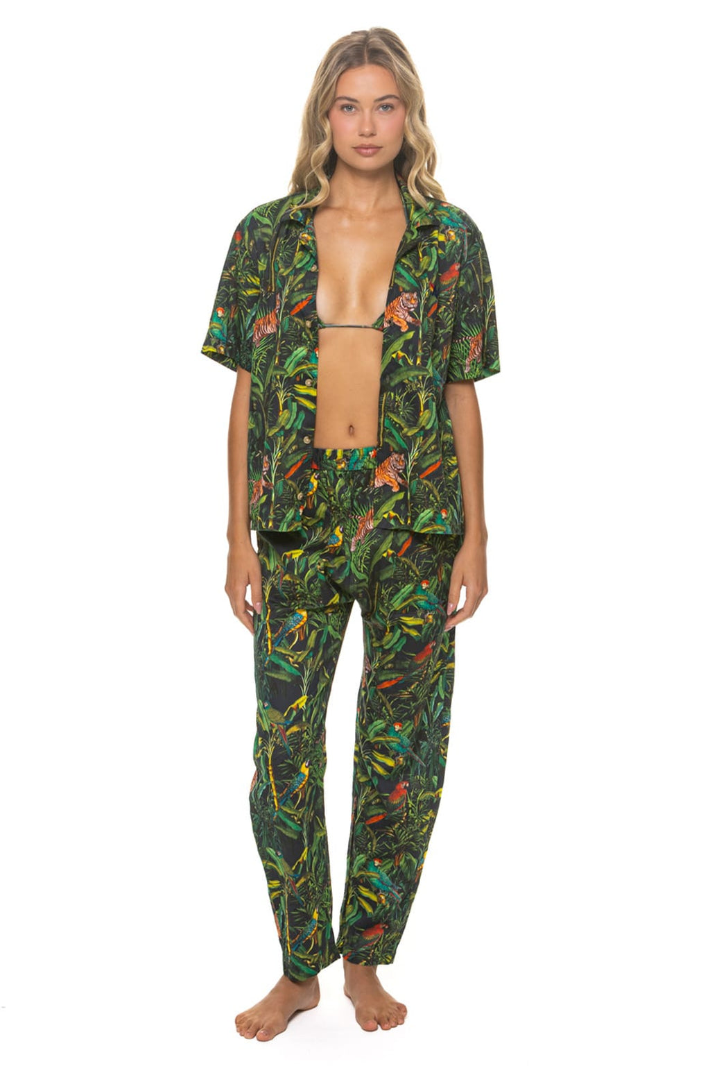 Retro UNISEX COTTON LUXE POPLIN RELAXED PANT - VINTAGE BLACK JUNGLE