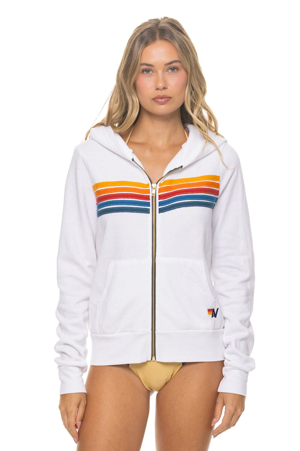 Retro 5 STRIPE HOODIE - WHITE