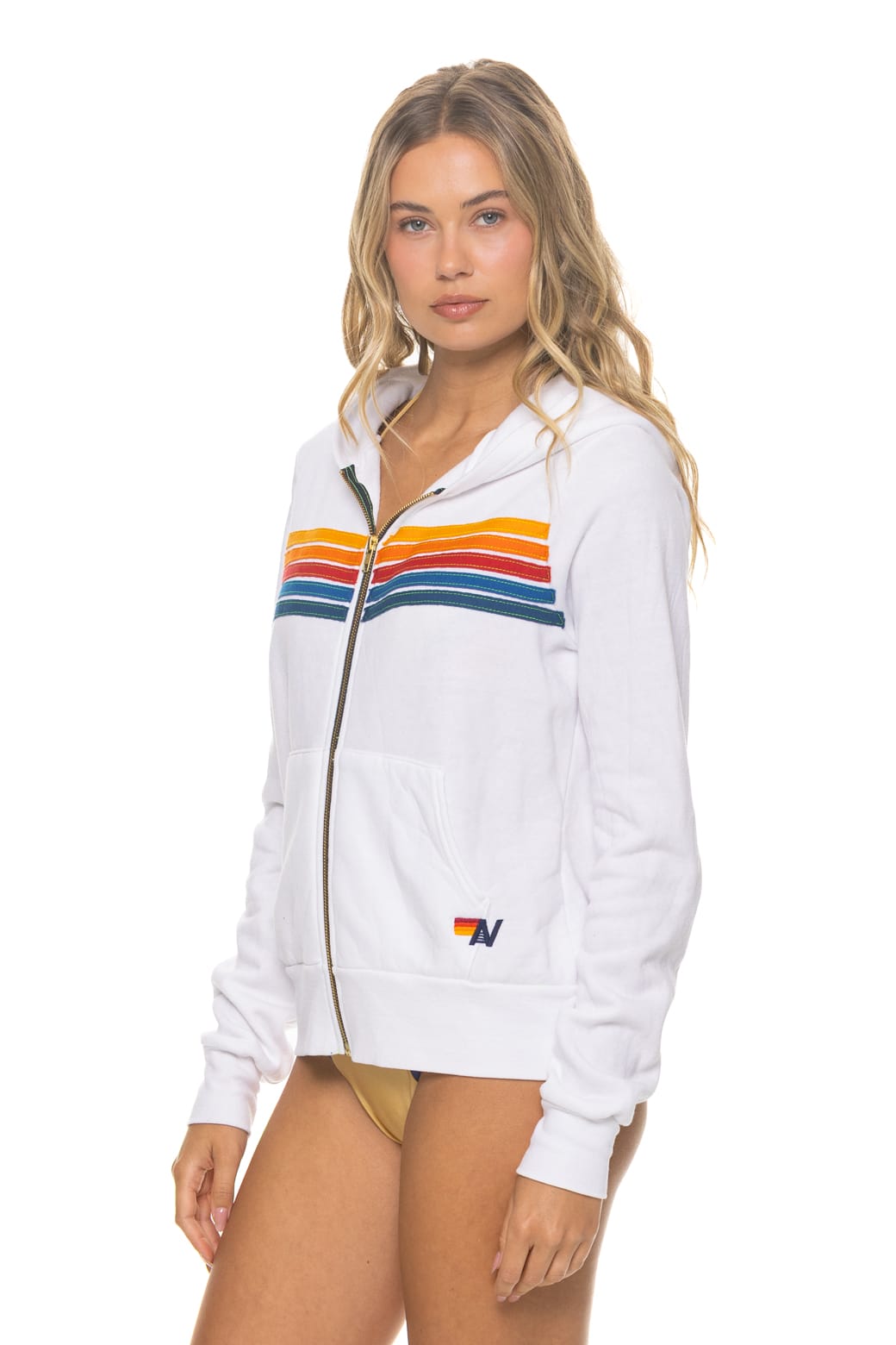 Retro 5 STRIPE HOODIE - WHITE
