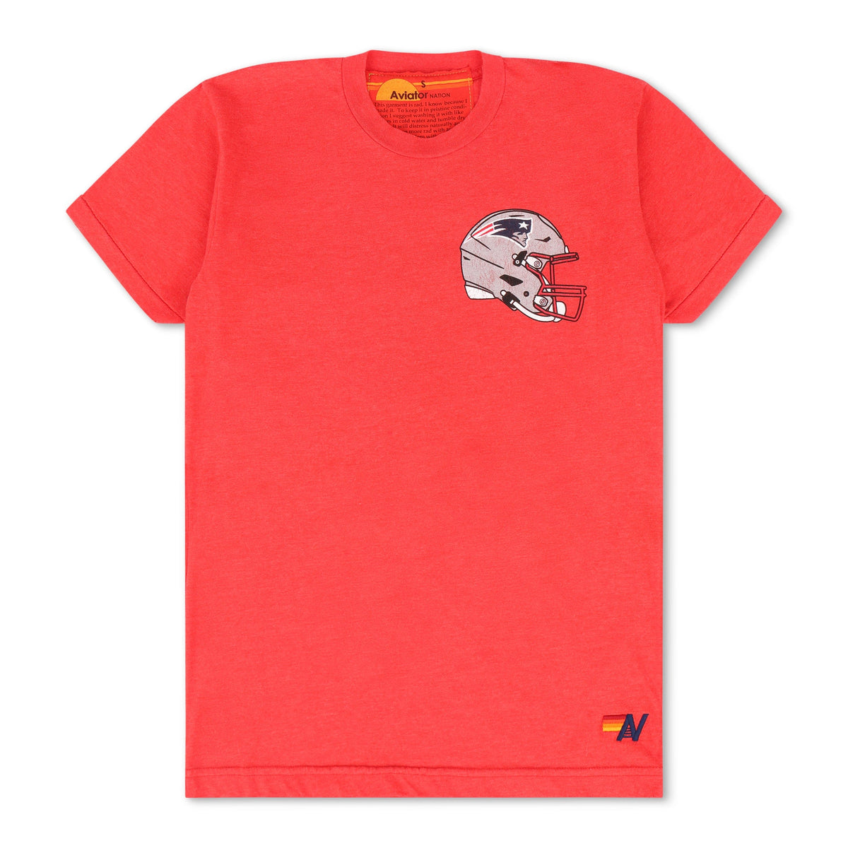 Retro NEW ENGLAND PATRIOTS HELMET CREW TEE SHIRT - FLASH RED