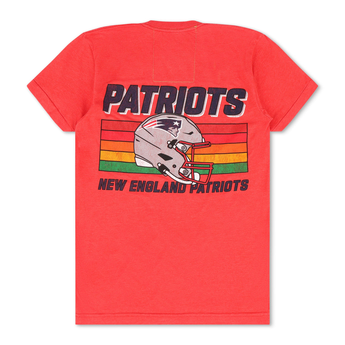 Retro NEW ENGLAND PATRIOTS HELMET CREW TEE SHIRT - FLASH RED