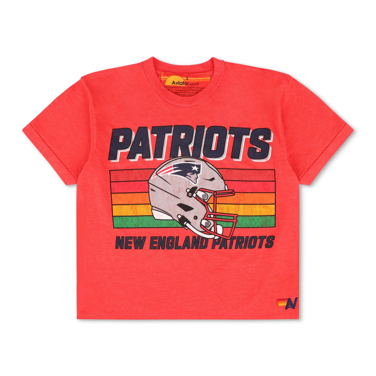 Retro NEW ENGLAND PATRIOTS HELMET BOYFRIEND TEE - FLASH RED