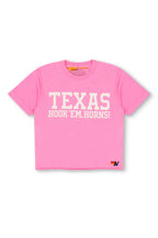 Retro UNIVERSITY OF TEXAS BOLT HOOKEM BOYFRIEND TEE - NEON PINK