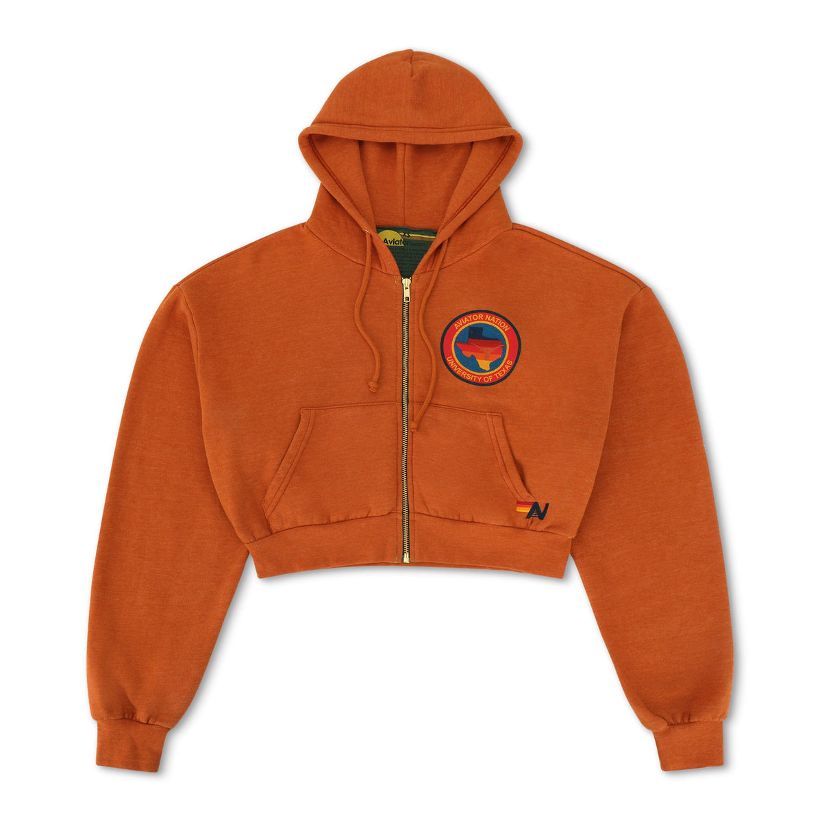 Retro UNIVERSITY OF TEXAS LONGHORNS RELAXED CIRCLE CROPPED HOODIE - BURNT ORANGE