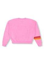 Retro UNIVERSITY OF TEXAS RUGBY STITCH CREW SWEATSHIRT RELAXED - NEON PINK