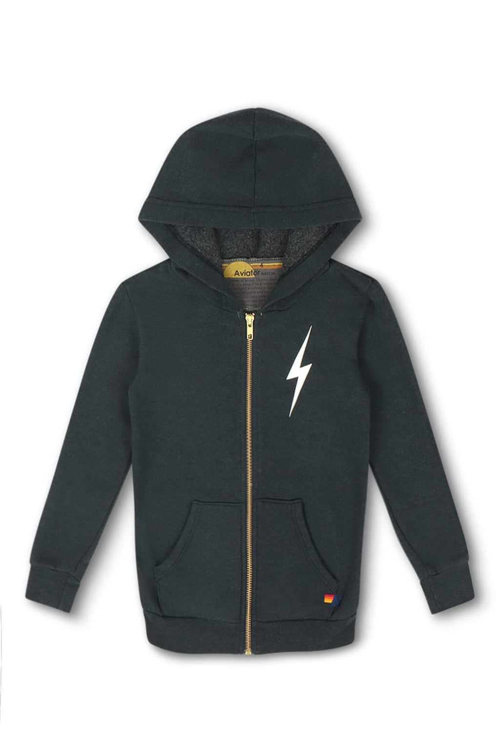 Retro KIDS BOLT PRINT ZIP HOODIE - CHARCOAL WHITE