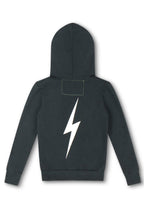 Retro KIDS BOLT PRINT ZIP HOODIE - CHARCOAL WHITE