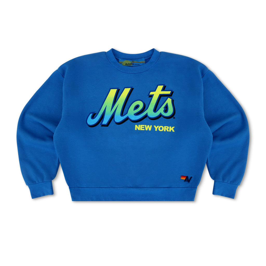 Retro NY METS 2026 RELAXED CREW SWEATSHIRT - OCEAN