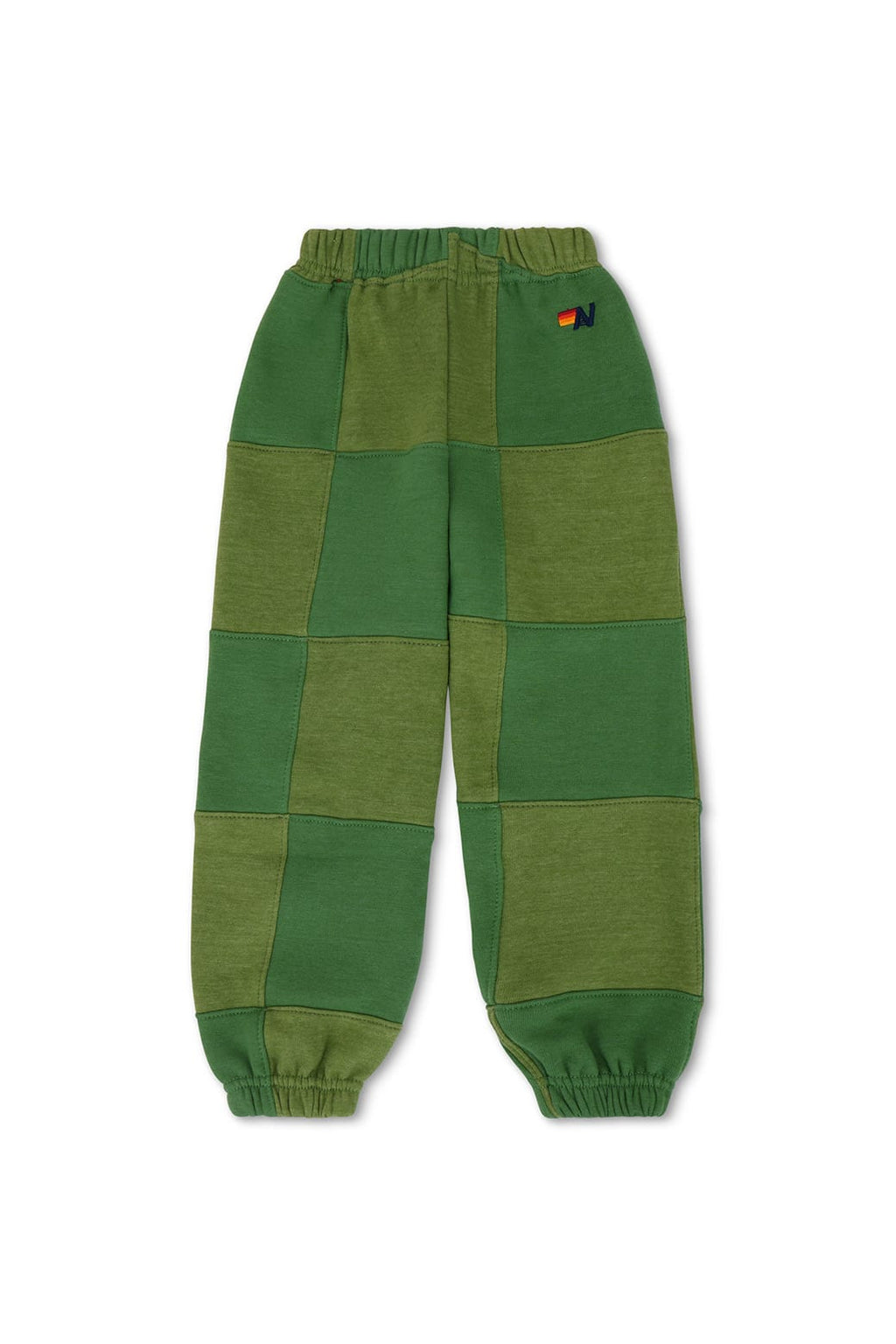 Retro KIDS CHECK QUILTED SWEATPANTS - JUNGLE GREEN PALM
