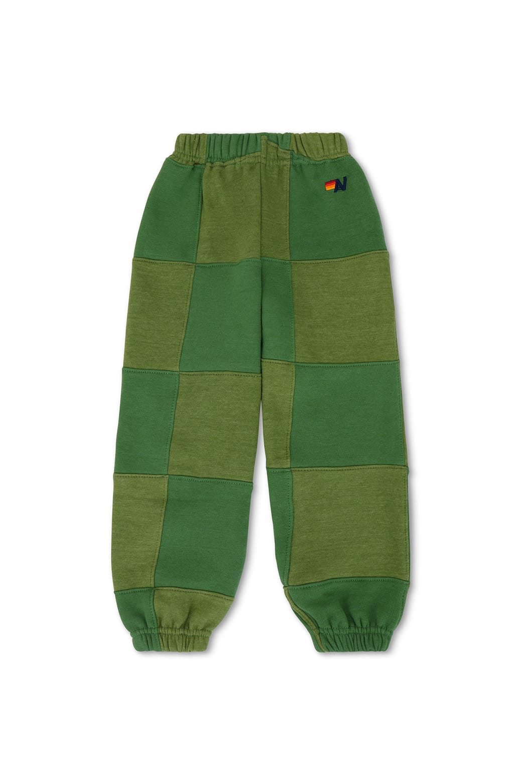Retro KIDS CHECK QUILTED SWEATPANTS - JUNGLE GREEN PALM