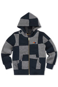 Retro KIDS CHECK QUILTED ZIP HOODIE - HEATHER GREYCHARCOAL