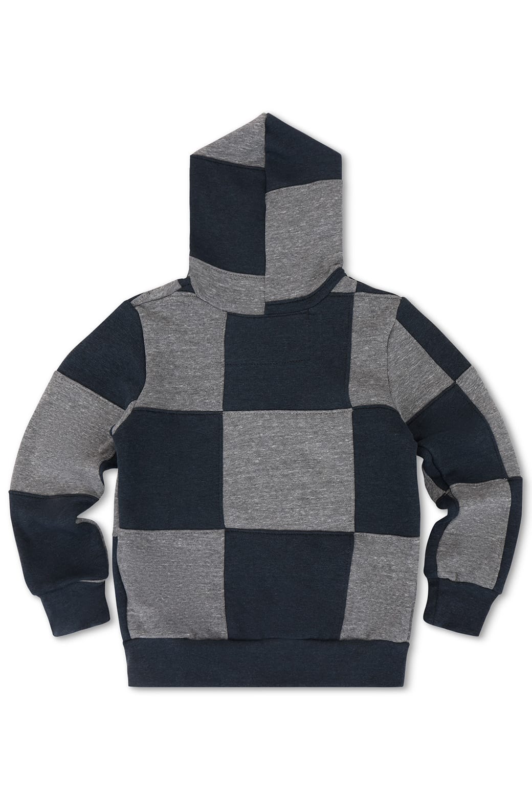 Retro KIDS CHECK QUILTED ZIP HOODIE - HEATHER GREYCHARCOAL