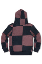 Retro KIDS CHECK QUILTED ZIP HOODIE - CHARCOAL MOCHA
