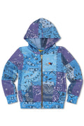 Retro KIDS BANDANA QUILTED ZIP HOODIE - BLUE