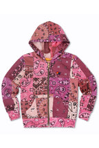 Retro KIDS BANDANA QUILTED ZIP HOODIE - PINK