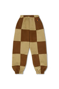 Retro KIDS CHECK QUILTED SWEATPANTS - TAN CINNAMON