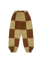 Retro KIDS CHECK QUILTED SWEATPANTS - TAN CINNAMON