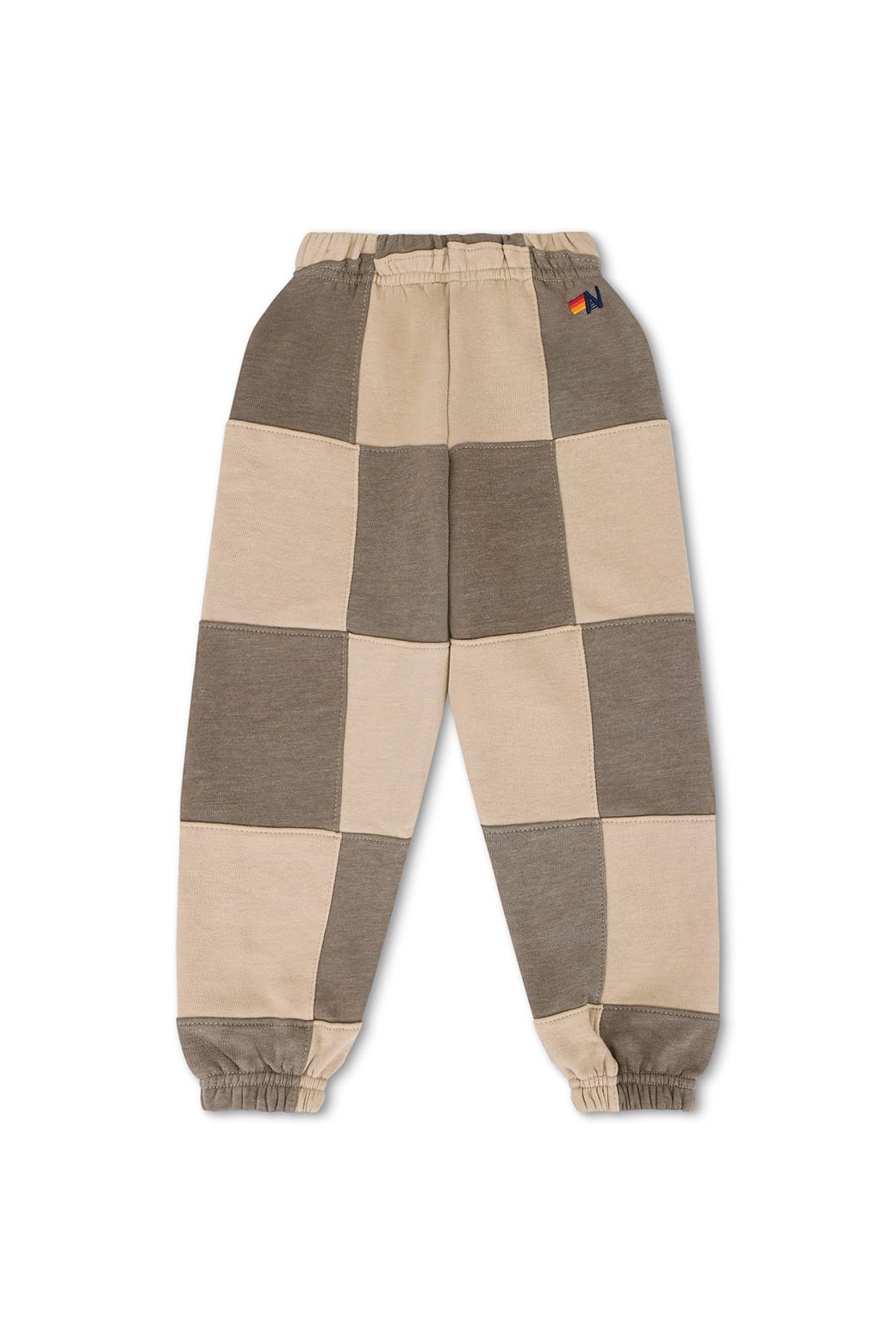 Retro KIDS CHECK QUILTED SWEATPANTS - SAND TAUPE
