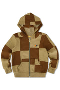 Retro KIDS CHECK QUILTED ZIP HOODIE - TAN CINNAMON