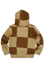 Retro KIDS CHECK QUILTED ZIP HOODIE - TAN CINNAMON