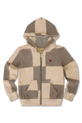 Retro KIDS CHECK QUILTED ZIP HOODIE - SAND TAUPE