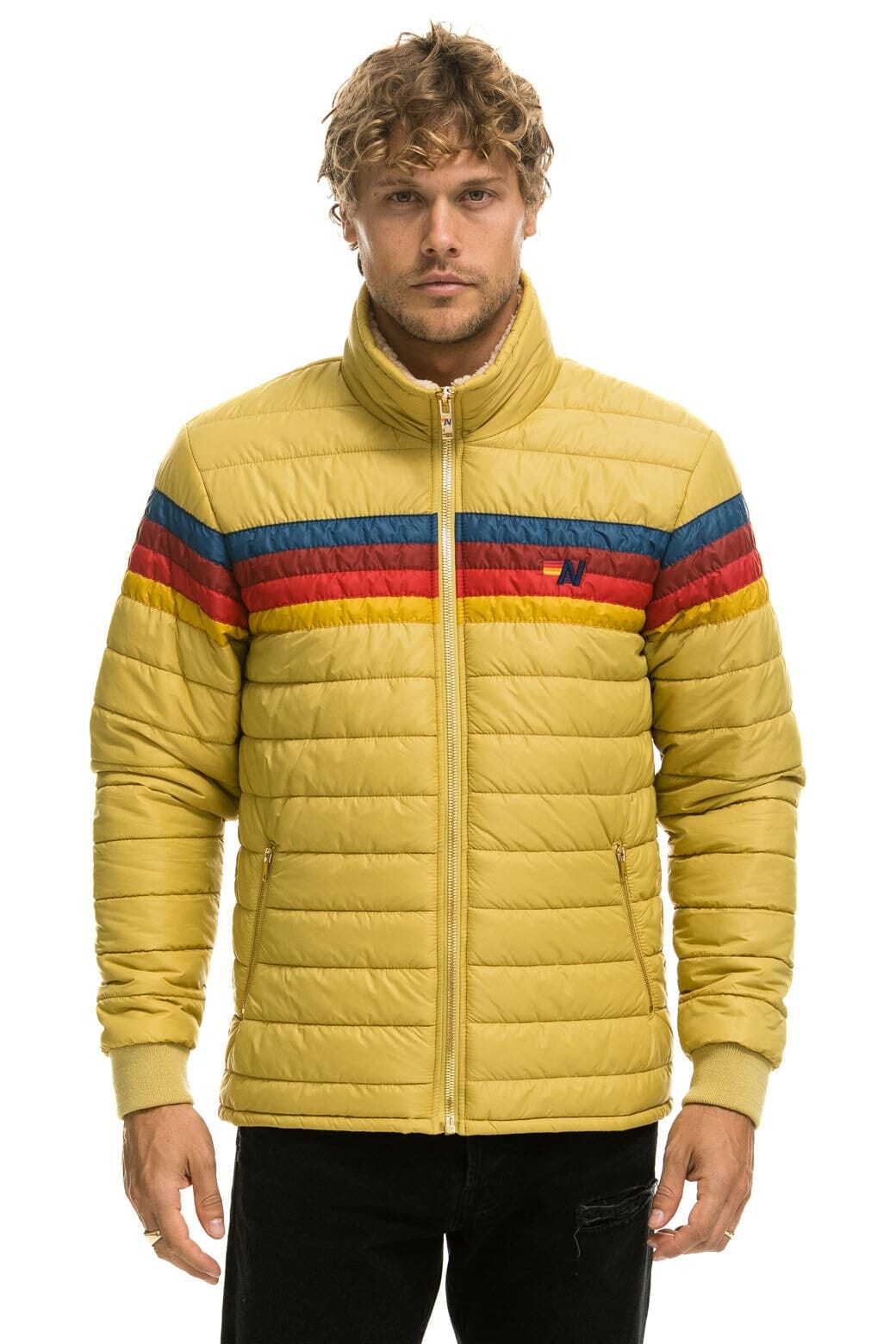 Retro 4 STRIPE RAINBOW SLEEVE JACKET - KHAKI
