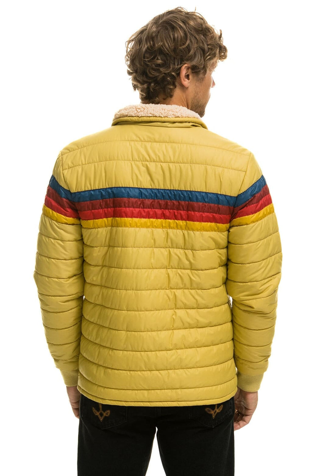 Retro 4 STRIPE RAINBOW SLEEVE JACKET - KHAKI