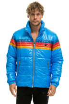 Retro 4 STRIPE LUXE TRAVELER JACKET - GLOSSY BLUE