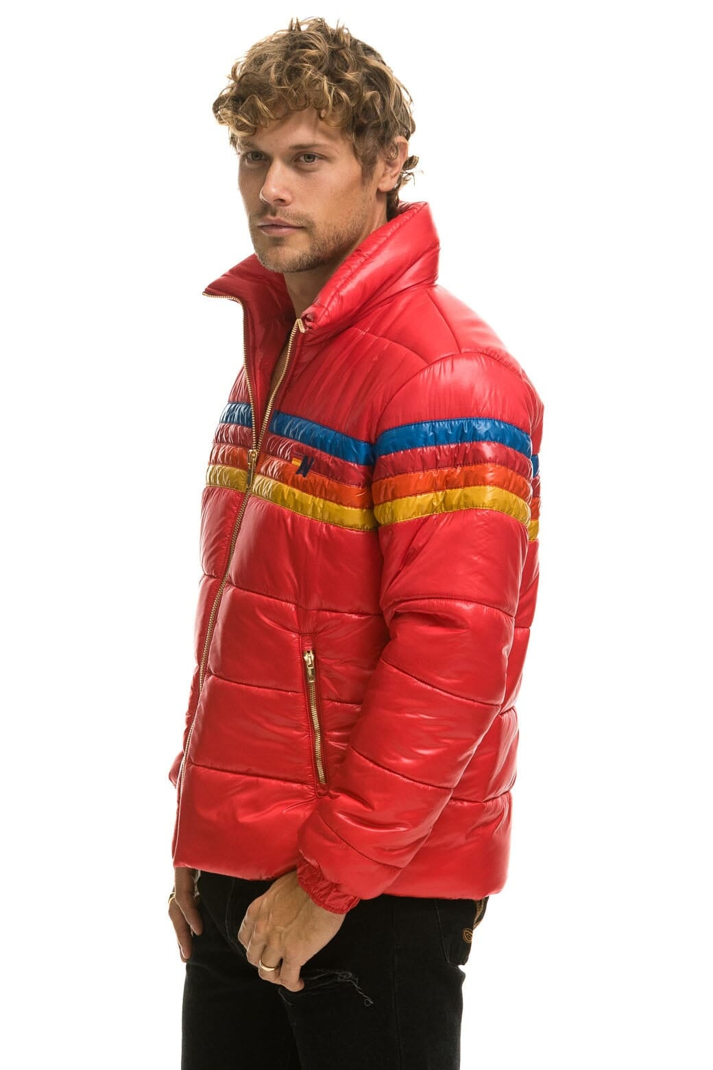 Retro 4 STRIPE LUXE TRAVELER JACKET - GLOSSY CHERRY