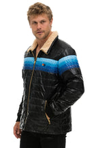 Retro 4 STRIPE JACKET - GLOSSY BLACK BLUE