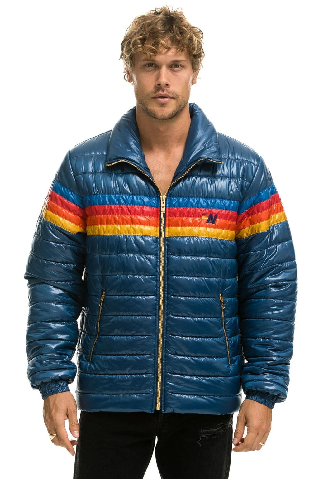Retro 4 STRIPE TRAVELER JACKET - GLOSSY DEEP BLUE