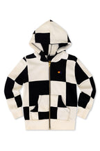 Retro KIDS CHECK QUILTED ZIP HOODIE - VINTAGE WHITE BLACK