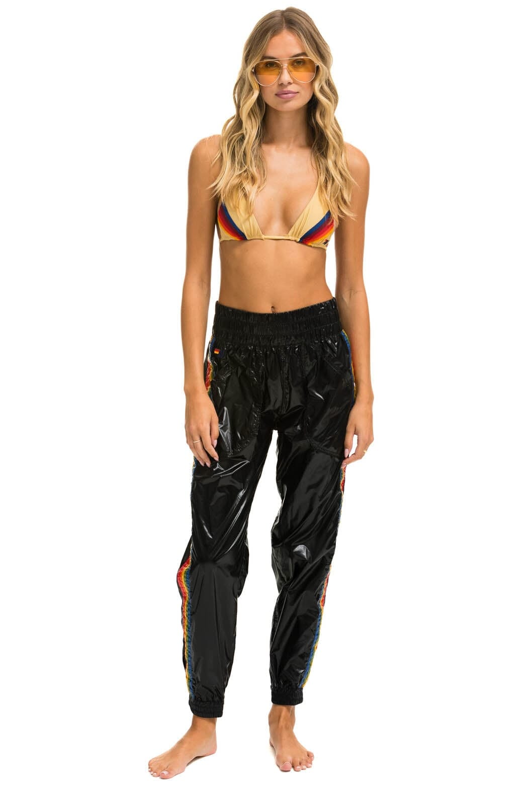 Retro 5 STRIPE HI RISE WIND PANT - BLACK