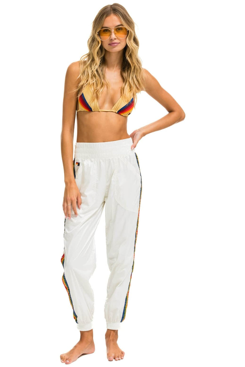 Retro 5 STRIPE HI RISE WIND PANT - VINTAGE WHITE