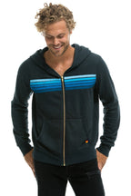 Retro 5 STRIPE HOODIE - CHARCOAL BLUE