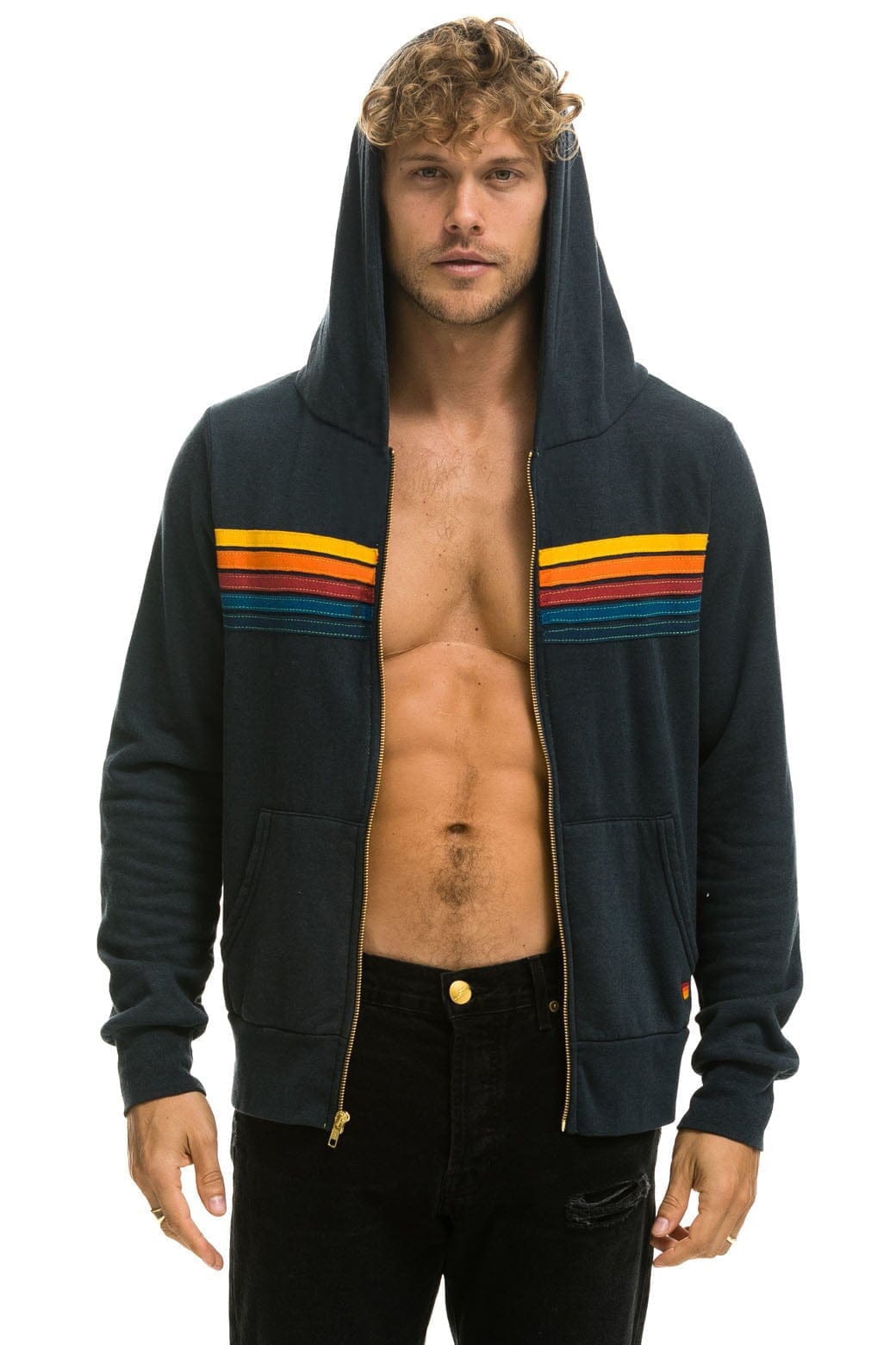 Retro 5 STRIPE HOODIE - CHARCOAL