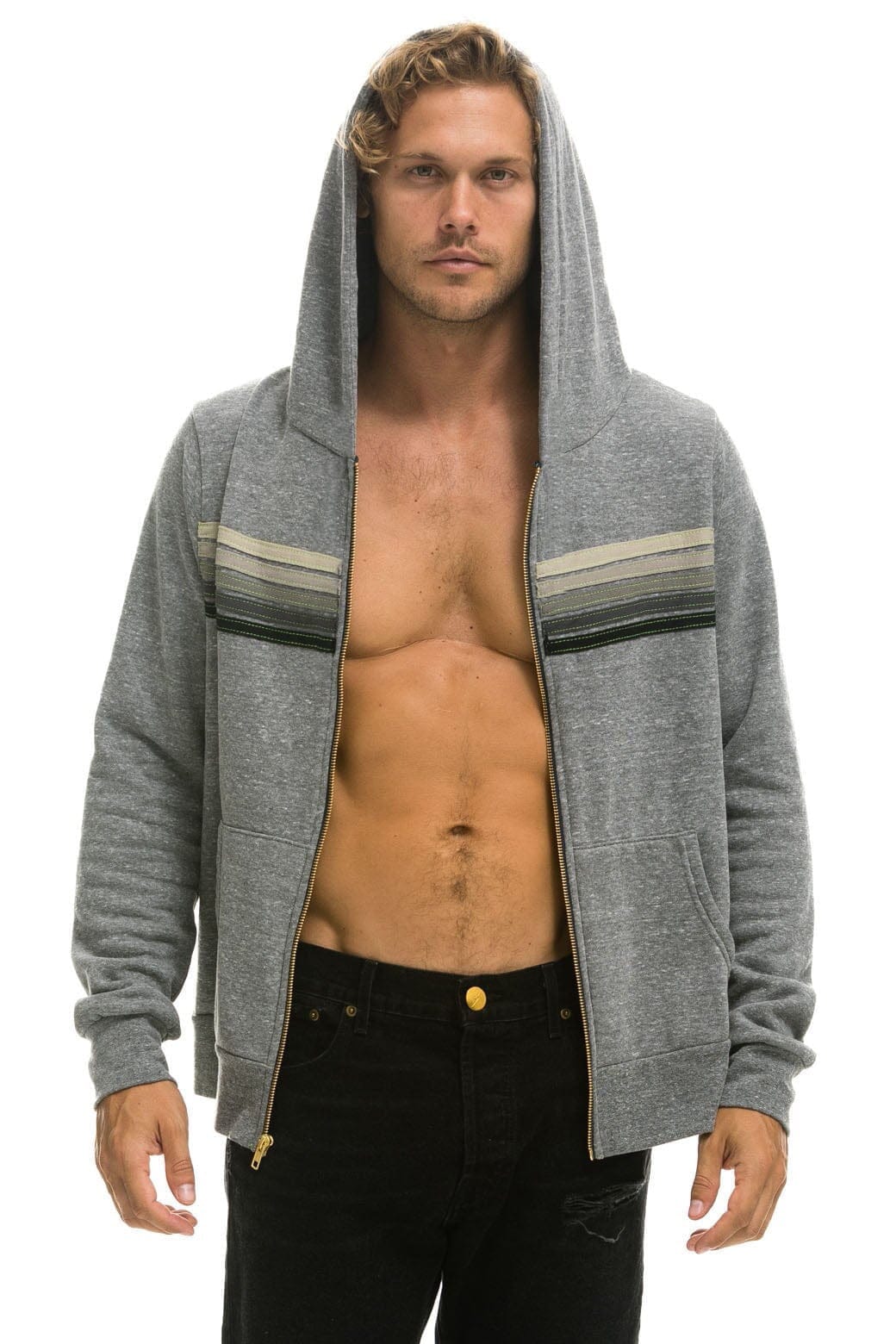 Retro 5 STRIPE HOODIE - HEATHER GREY GREY