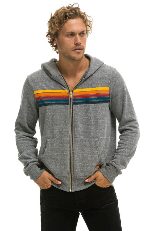 Retro 5 STRIPE HOODIE - HEATHER GREY