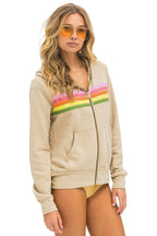Retro 5 STRIPE HOODIE - SAND PINK GREEN