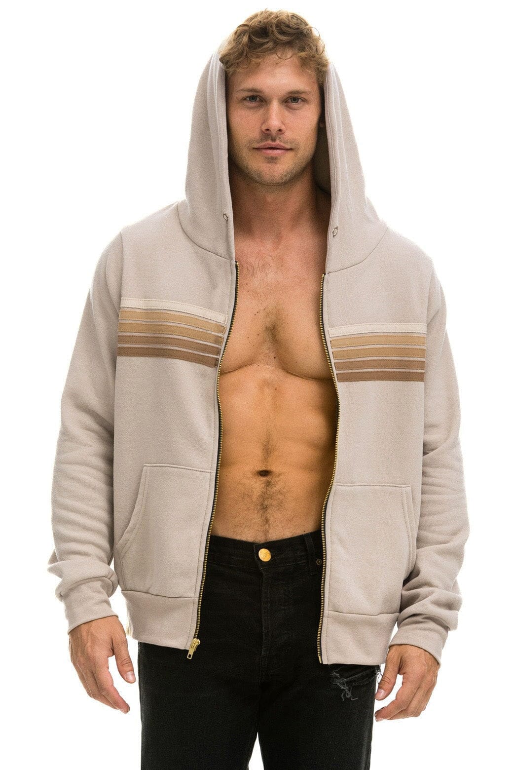 Retro 5 STRIPE HOODIE - SAND TAN