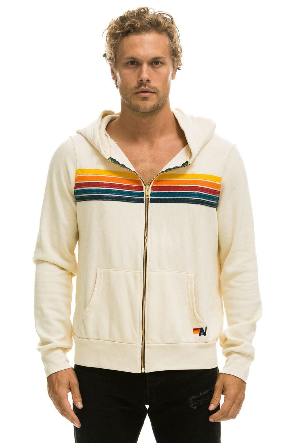 Retro 5 STRIPE HOODIE - VINTAGE WHITE