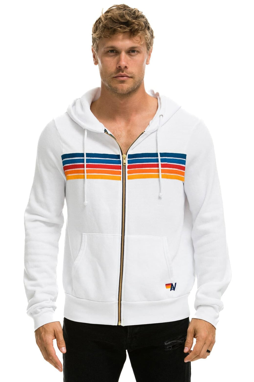 Retro 5 STRIPE HOODIE - WHITE 2