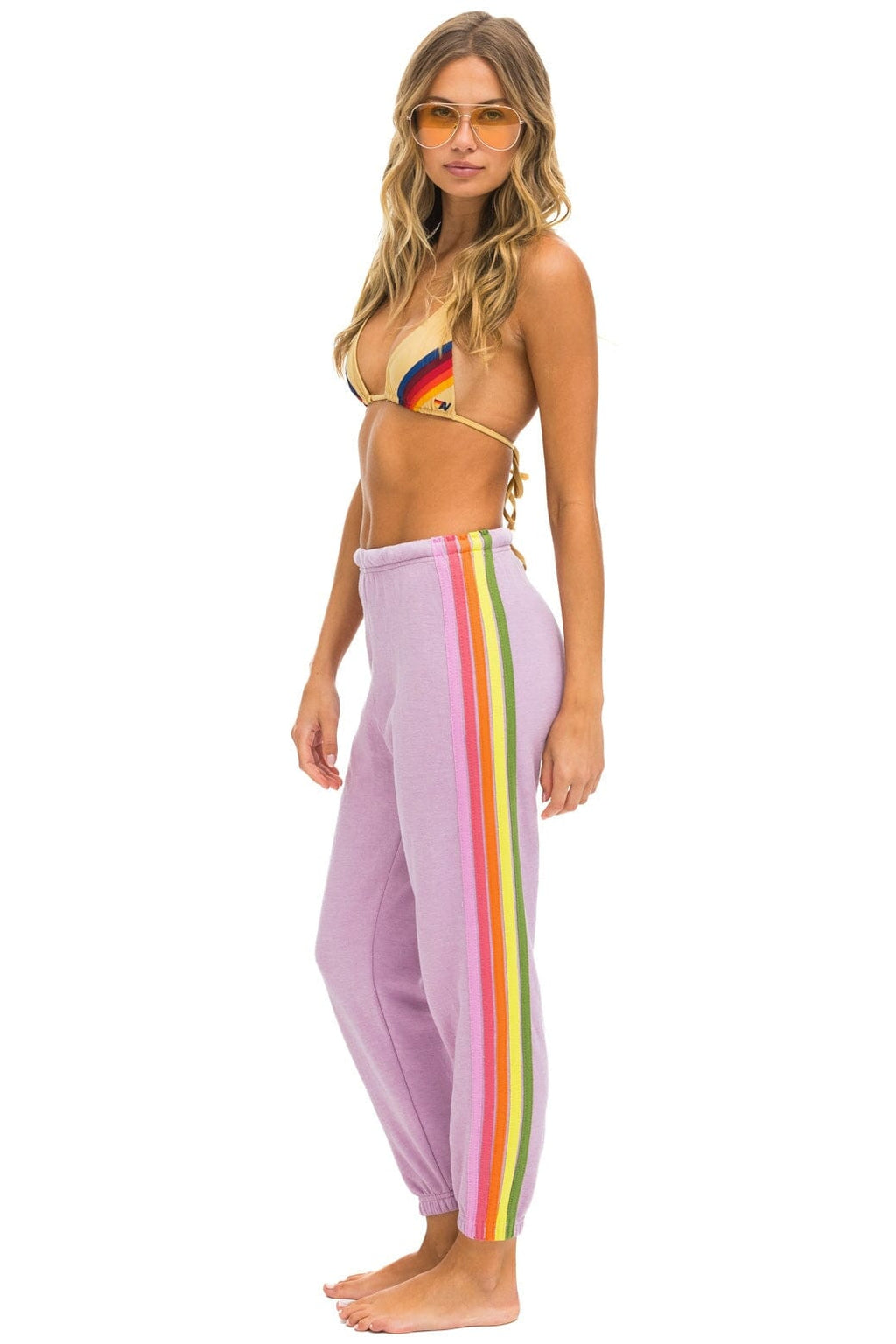 Retro 5 STRIPE SWEATPANTS - MAUVE PINK GREEN
